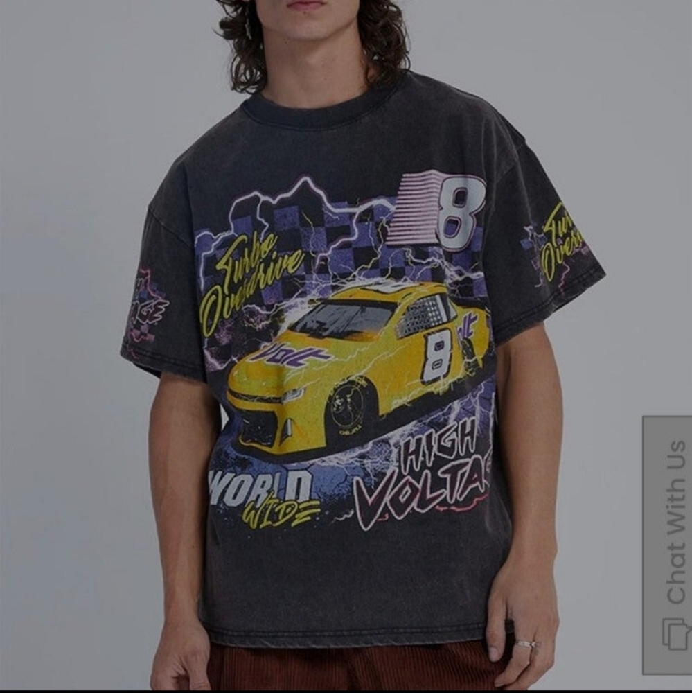 PacSun Black Graphic Tee with Yellow Car Design